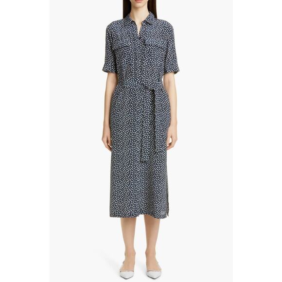 LAFAYETTE 148 Doha Silk Short-Sleeve Midi Belted Shirt Dress Nordstrom XL $748 - Picture 1 of 16